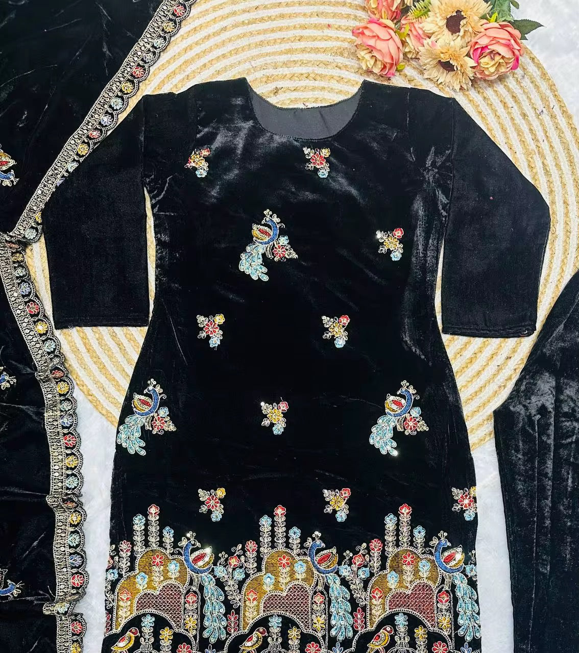 Velvet Salwar Kameez Party Wear - Black