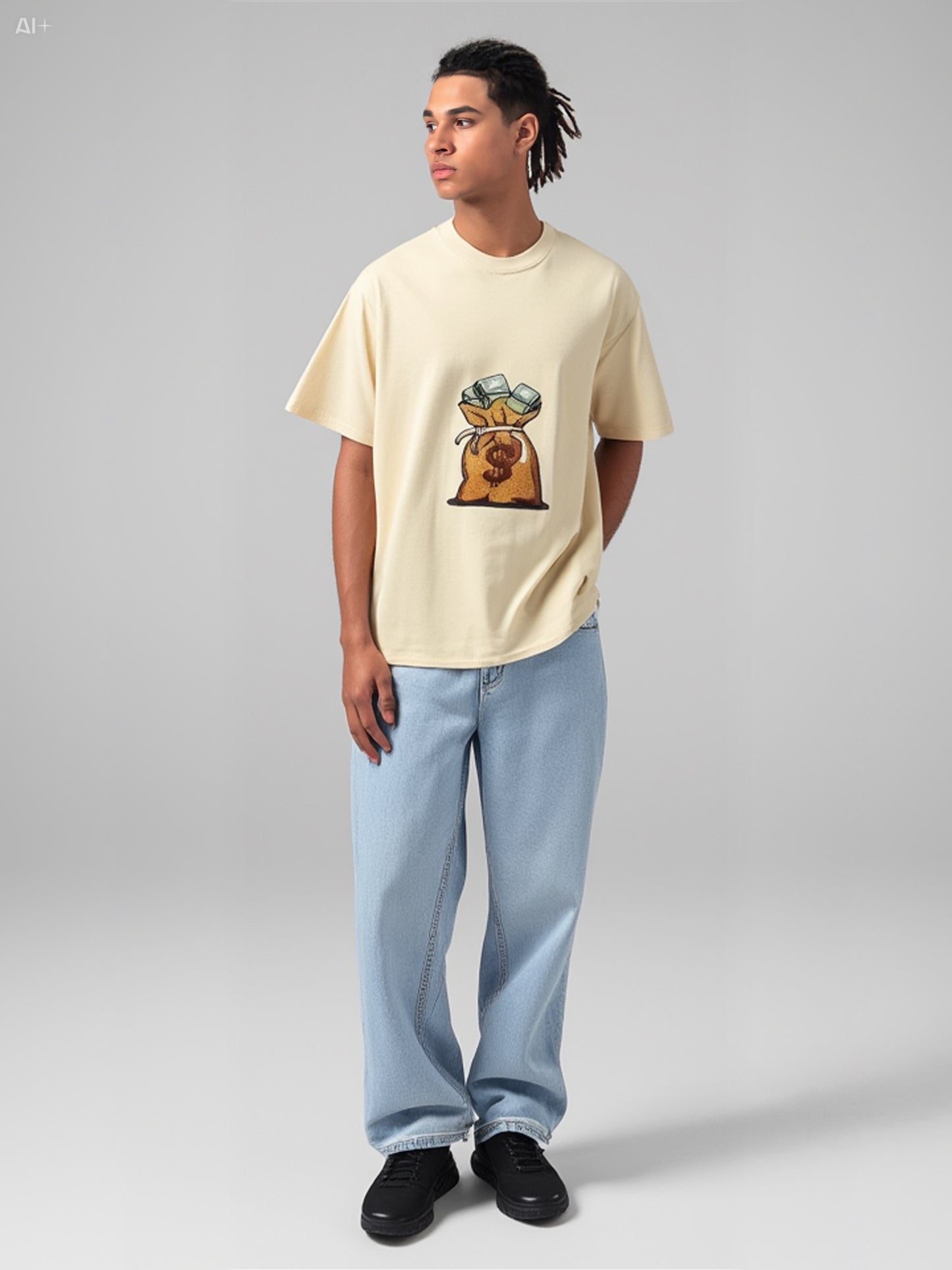 Money Bag Graphic T-Shirt - Beige