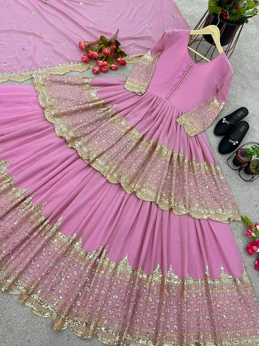 Designer Bollywood Lehenga Set - Pink