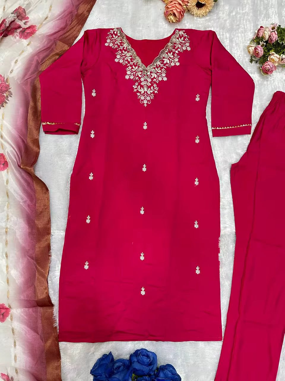 Stylish Summer Silk Salwar Kameez - Pink