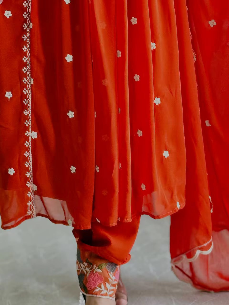 Bollywood Long Anarkali Gown - Orange