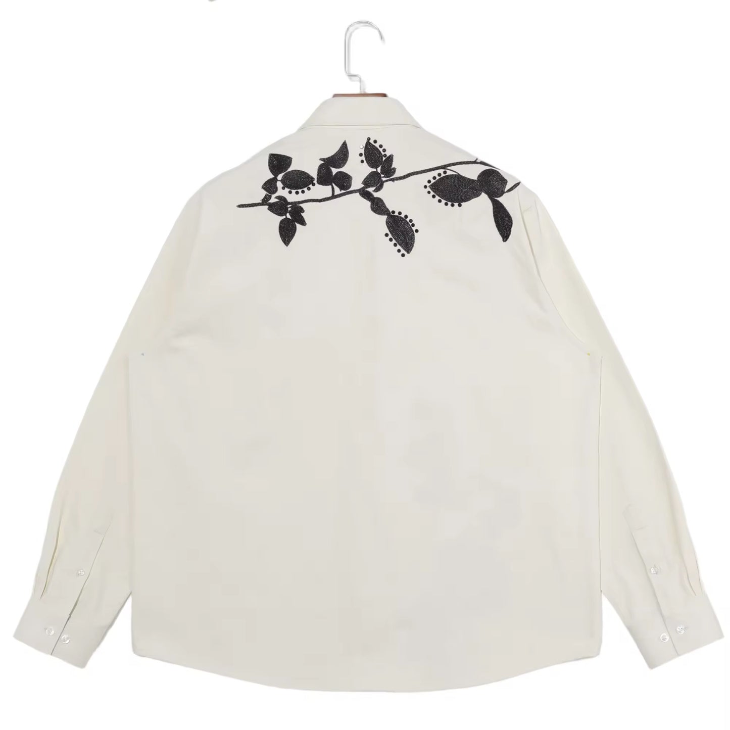 Men's Embroidered Cotton Casual Shirt - Floral Print