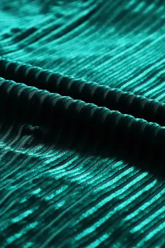 Green Tie Back Square Neck Velvet Babydoll Dress