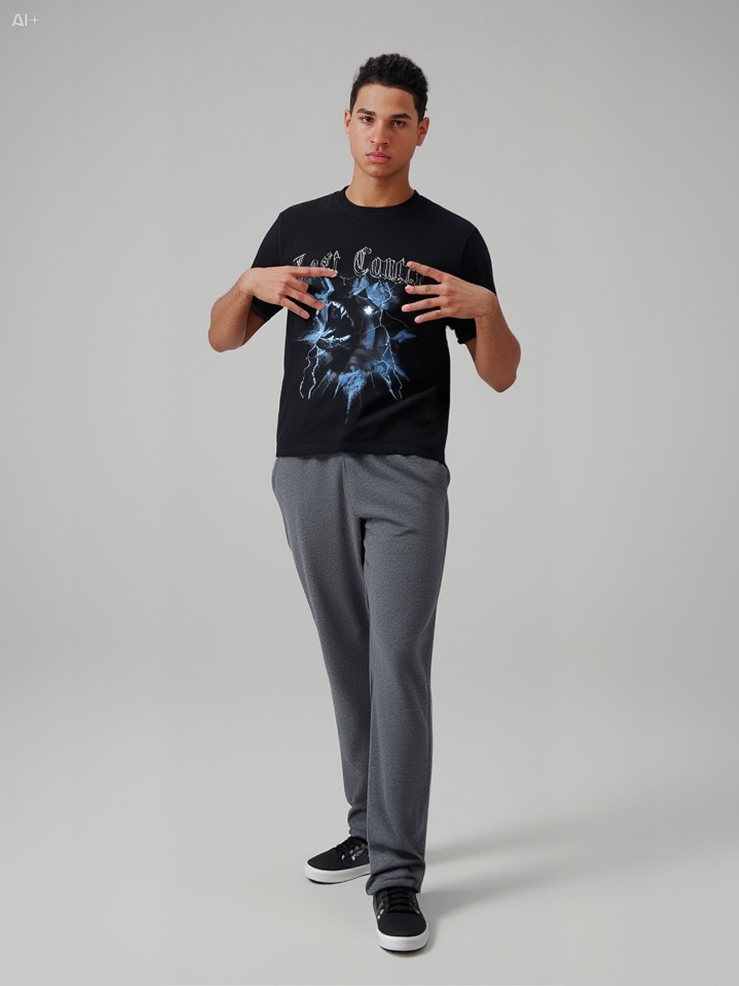 Lost Control Lightning Graphic T-Shirt - Black