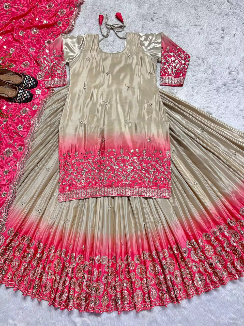 Traditional Patiyala Salwar with Heavy Embroidery - Pink