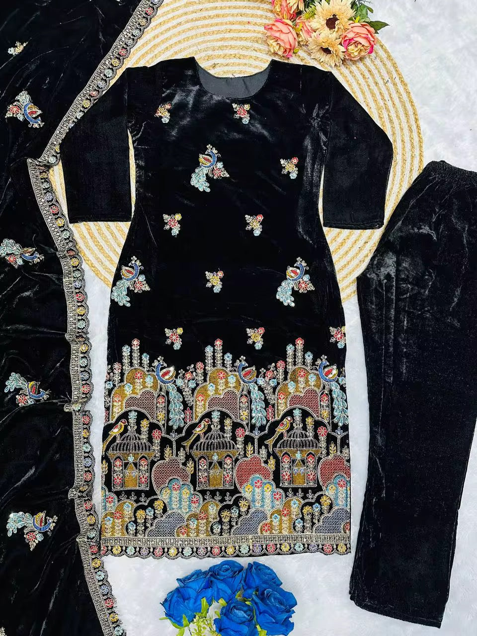 Velvet Salwar Kameez Party Wear - Black