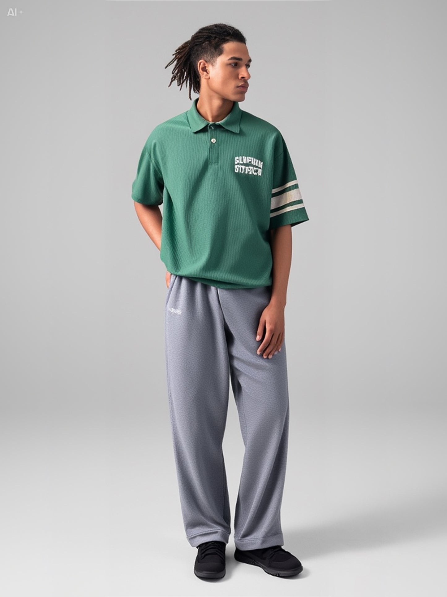 Striped Sleeve Polo Shirt - Green