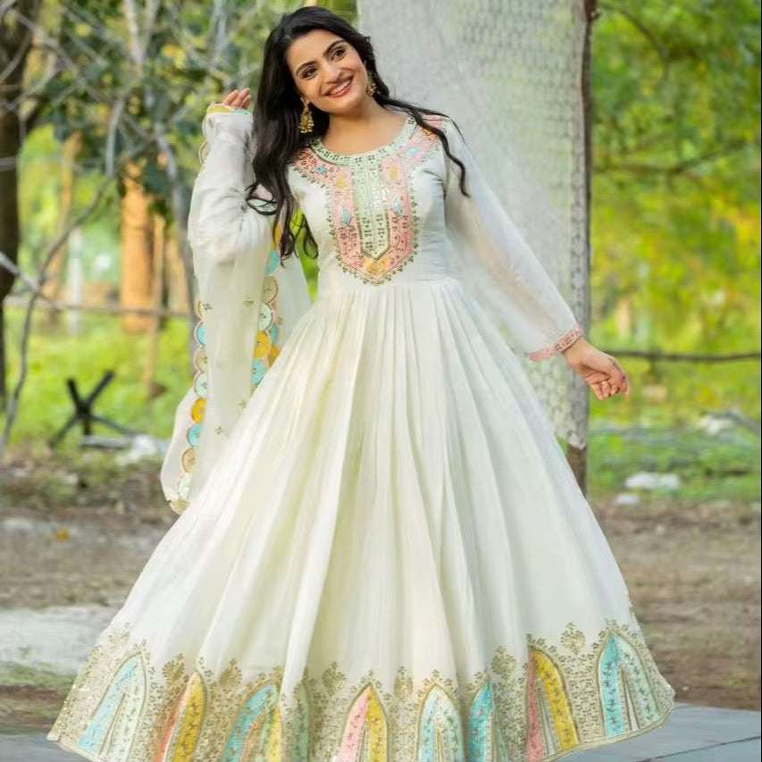 Premium Anarkali Gown with Fancy Dupatta - Black