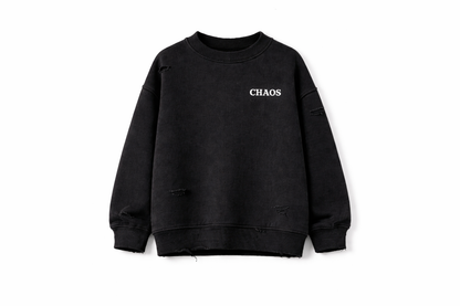 PURE STREET- Distressed Oversize Boxy Sweatshirt