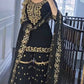 Punjabi Dhoti Salwar with Heavy Embroidery - Black