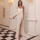 Women's Sleeveless Beaded Mosaic Evening Dress - Elegant Net Yarn Maxi Gown with Sweep Train
