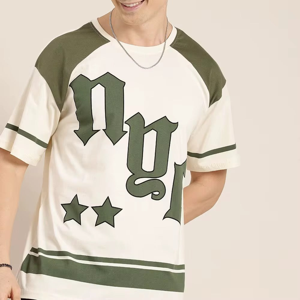 Men's Premium Cotton Patterned T-Shirt - Hip Hop Casual Streetwear