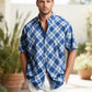 Oversized Blue Check Shirt - Boxy Fit Short Sleeve