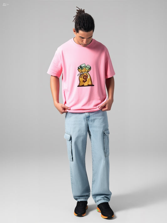 Money Bag Graphic T-Shirt - Pink
