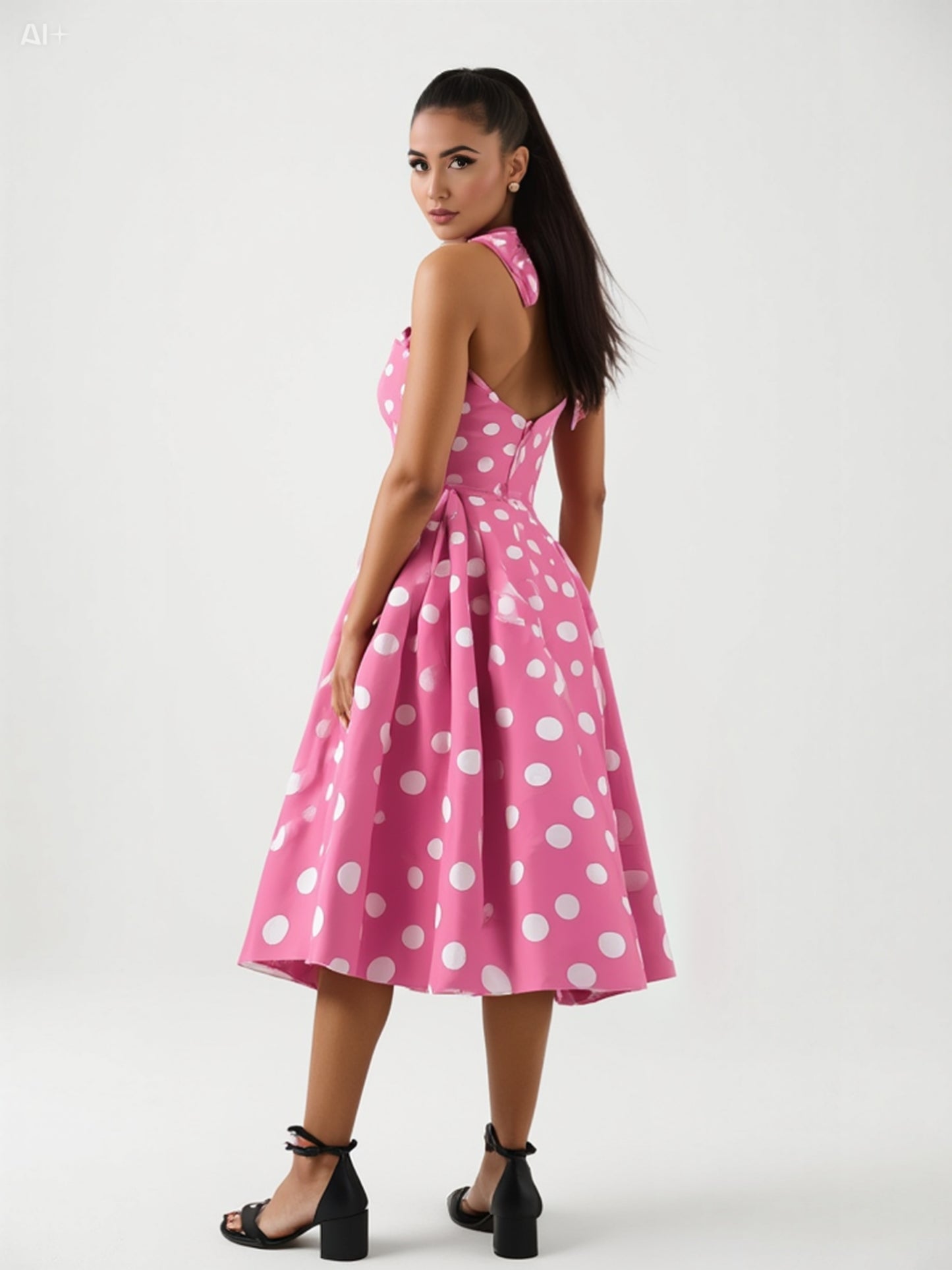 Pink Polka Dot Halter Dress