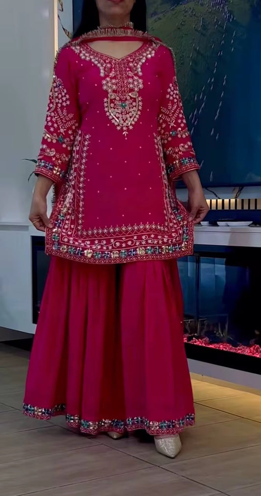 Bollywood Pink Silk Salwar Kameez - Heavy Embroidery Party Wear