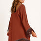 Elegant Boho Lace Dress with Tassel Hem and Embroidered Detail