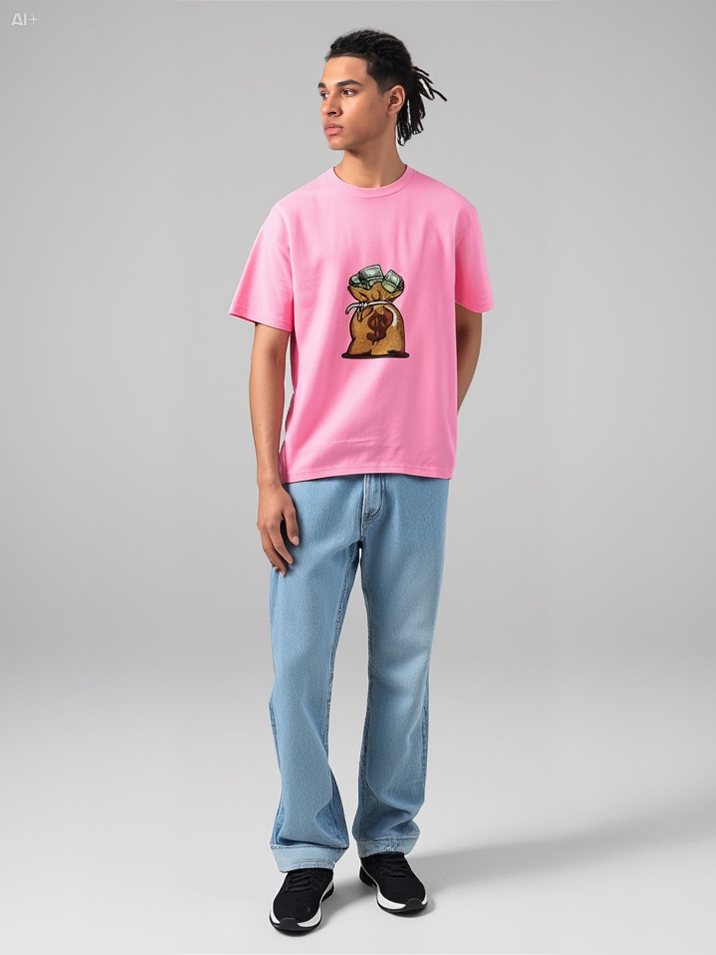 Money Bag Graphic T-Shirt - Pink