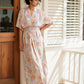 Bohemian Geometric Print Maxi Dress with Kimono Sleeves