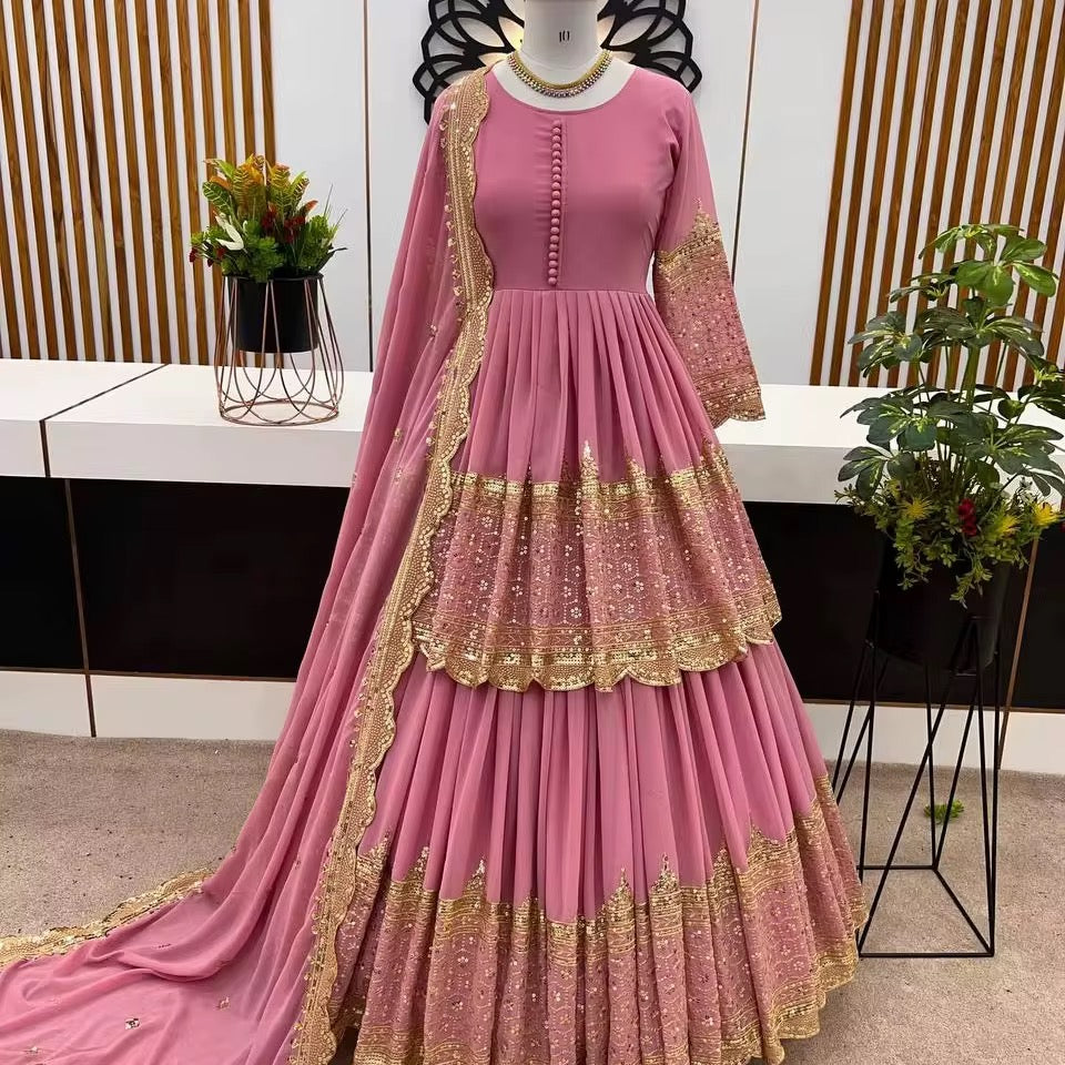 Designer Bollywood Lehenga Set - Pink