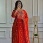 Bollywood Long Anarkali Gown - Orange