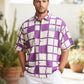 Oversized Check Shirt in Purple & Cream