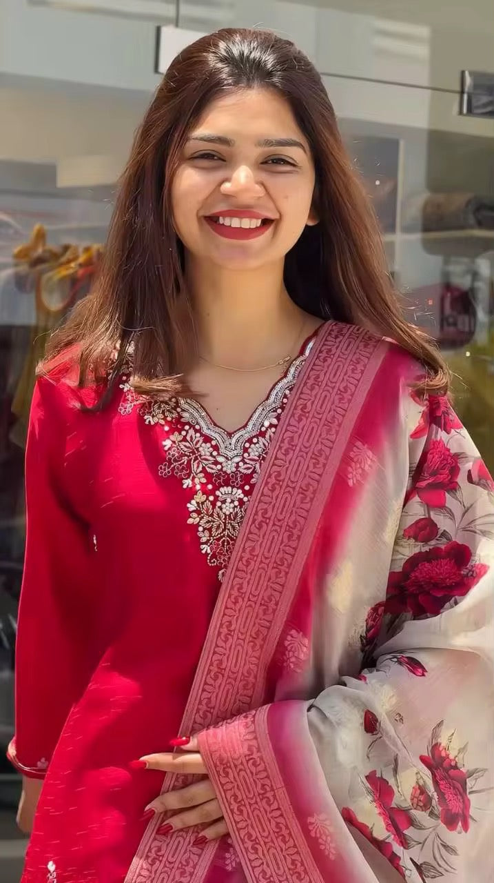 Stylish Summer Silk Salwar Kameez - Pink