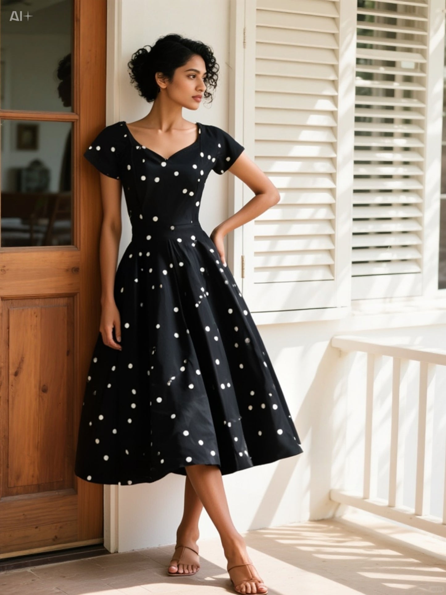 Classic Black Polka Dot Fit-and-Flare Dress