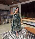 Indian-Pakistani Chinon Embroidery Gown Set - Sequence Multi-Work