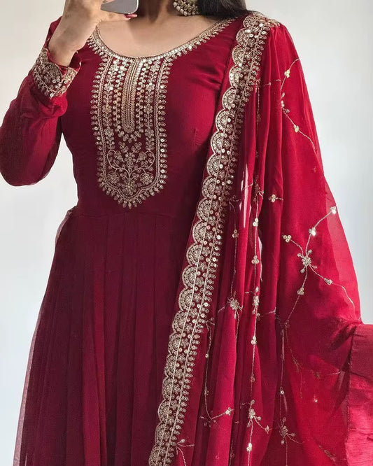 Elegant Georgette Anarkali Gown - Modern Bridal Wear