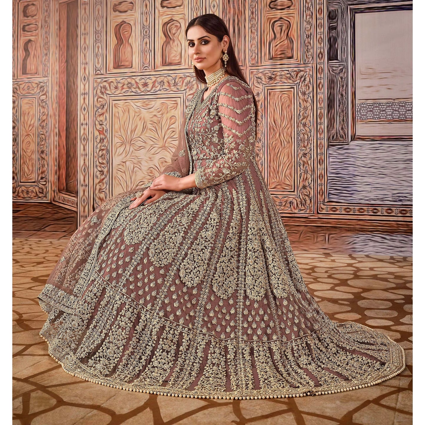 Designer Elegant Party Wear Gown with Thread & Sequencework