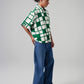 Oversized Check Shirt in Forest Green & Cream