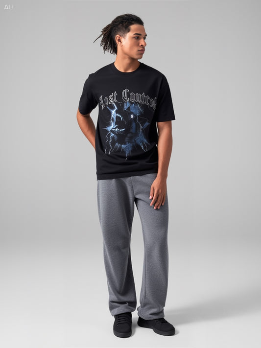 Lost Control Lightning Graphic T-Shirt - Black