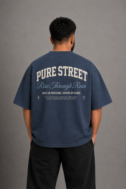 PURE STREET™ — Rise Through Ruin Heavyweight Tee (Blue)