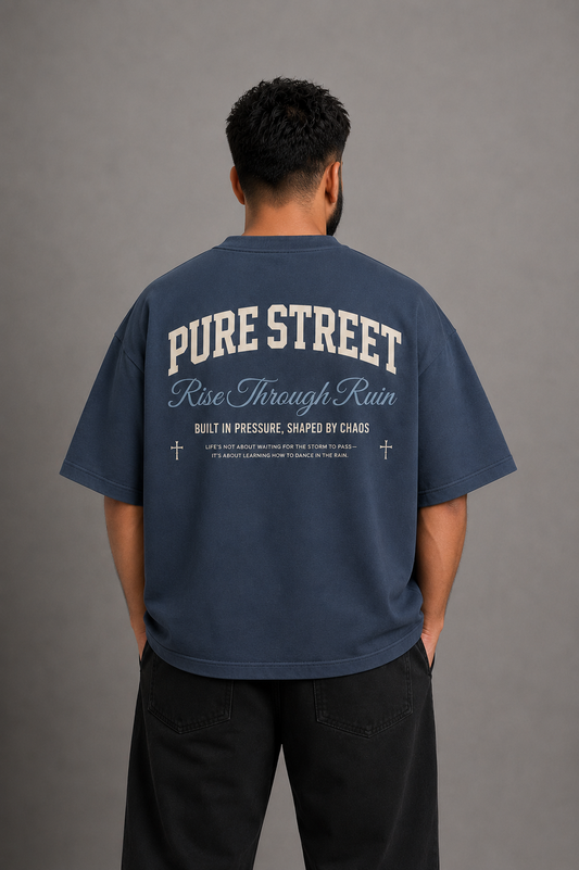 PURE STREET™ — Rise Through Ruin Heavyweight Tee (Blue)