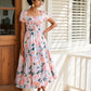 Romantic Floral Smocked Maxi Dress with Puff Sleeves