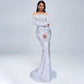 Women's Sleeveless Sequined Beaded Party Dress - Elegant Maxi Gown with Sweep Train