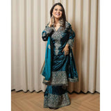 Designer Velvet Party Wear Ensemble - 3 Piece Set