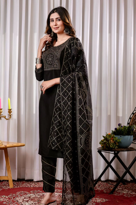 Embroidered Silk Salwar Kameez Set