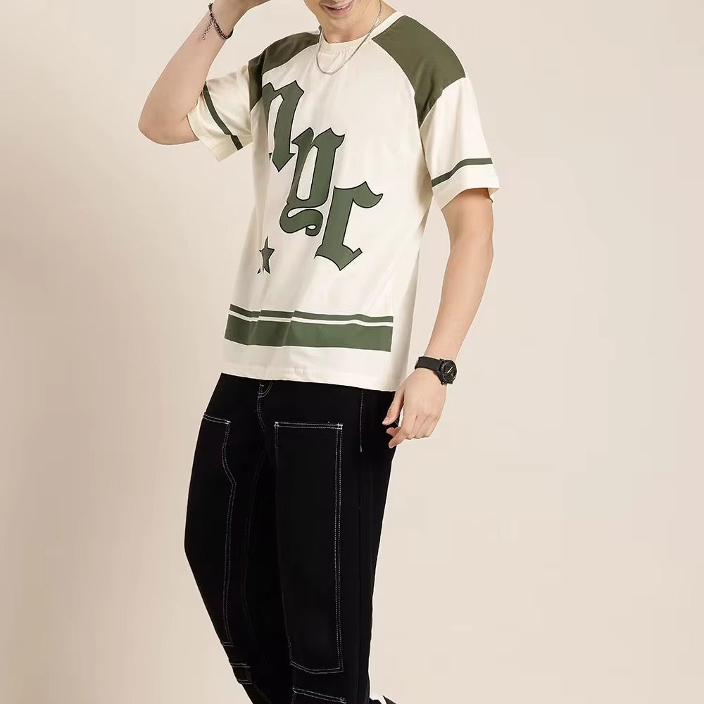 Men's Premium Cotton Patterned T-Shirt - Hip Hop Casual Streetwear