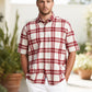 Oversized Burgundy Check Shirt - Boxy Fit Short Sleeve