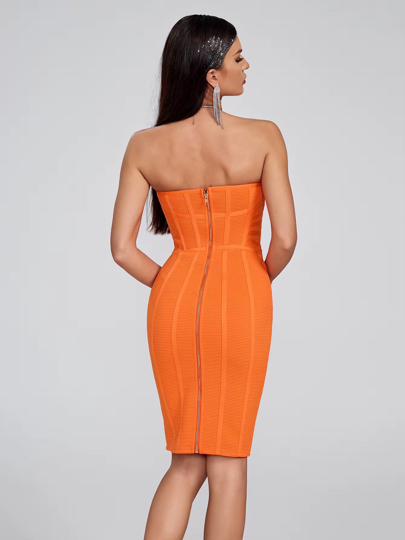 Elegant A-Line Evening Dress - Strapless Knee-Length