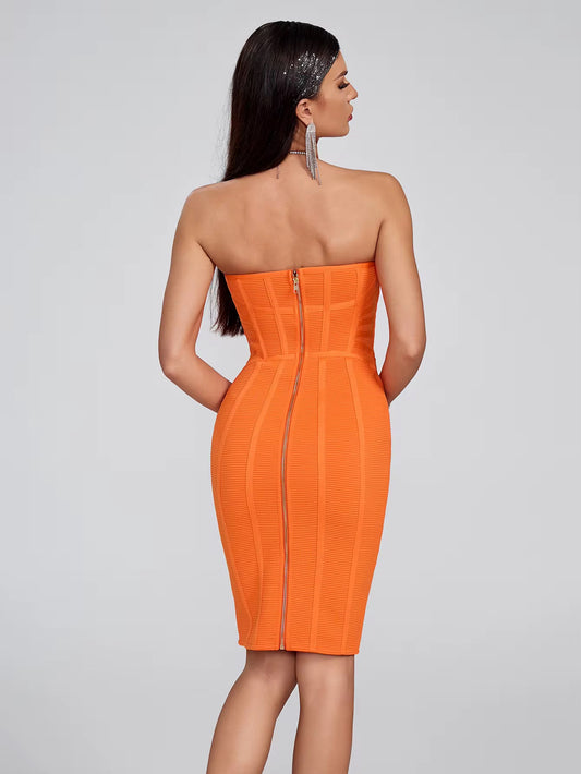 Elegant A-Line Evening Dress - Strapless Knee-Length