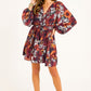 Bohemian Floral Mini Dress with Balloon Sleeves