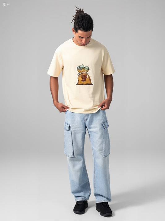 Money Bag Graphic T-Shirt - Beige