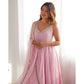 Anarkali Party Wear Designer Gown - Pink Georgette Embroidered Suit Set