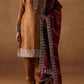 Pure Chiffon Embroidered Punjabi Suit - Beige Gold Premium Work Wear