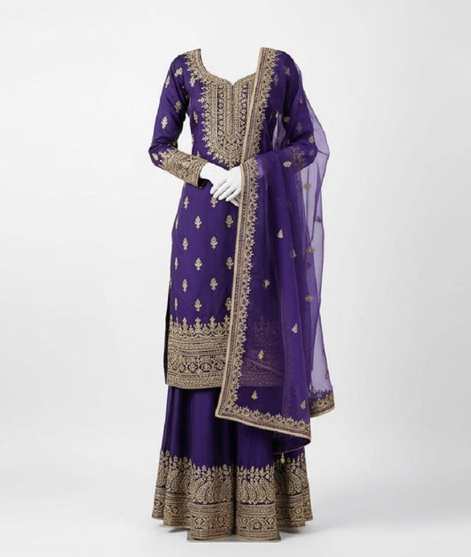 Pure Chiffon Embroidered Punjabi Suit