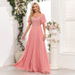 Elegant Pink Maxi Dress with Pleated Skirt