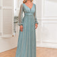 Elegant Long Sleeve Maxi Dress with V-Neck